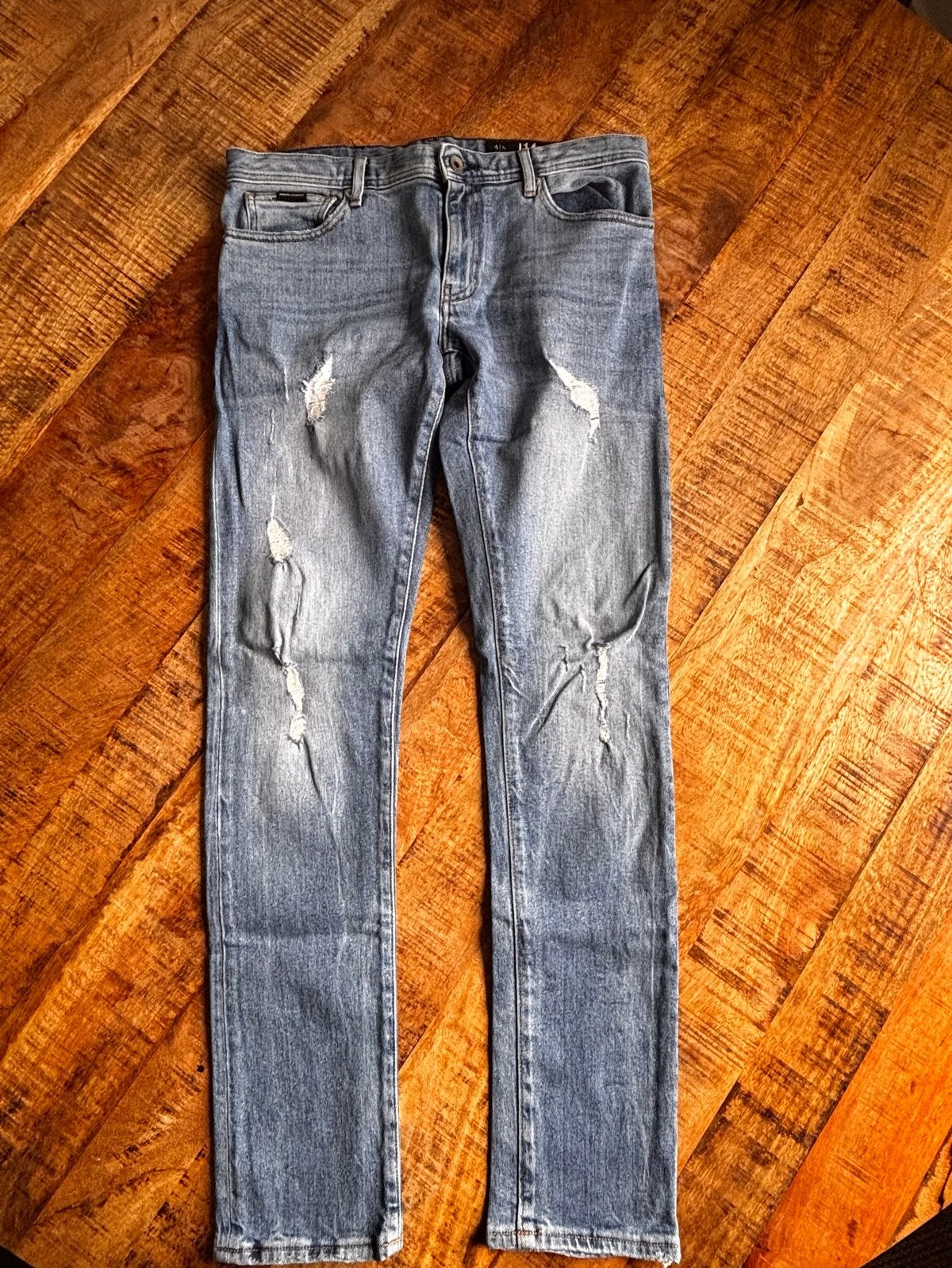 Armani Exchange J14 Skinny Jeans - W31, Kleding | Heren, Spijkerbroeken en Jeans, Ophalen of Verzenden, Gedragen, Blauw, W32 (confectie 46) of kleiner