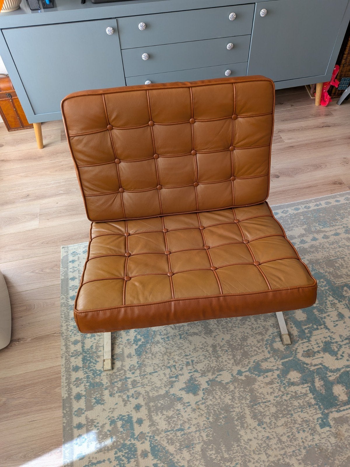 Barcelona Chair  luxe volleer cognac/bruin, Gebruikt, Eenpersoons, 75 tot 100 cm, Ophalen of Verzenden