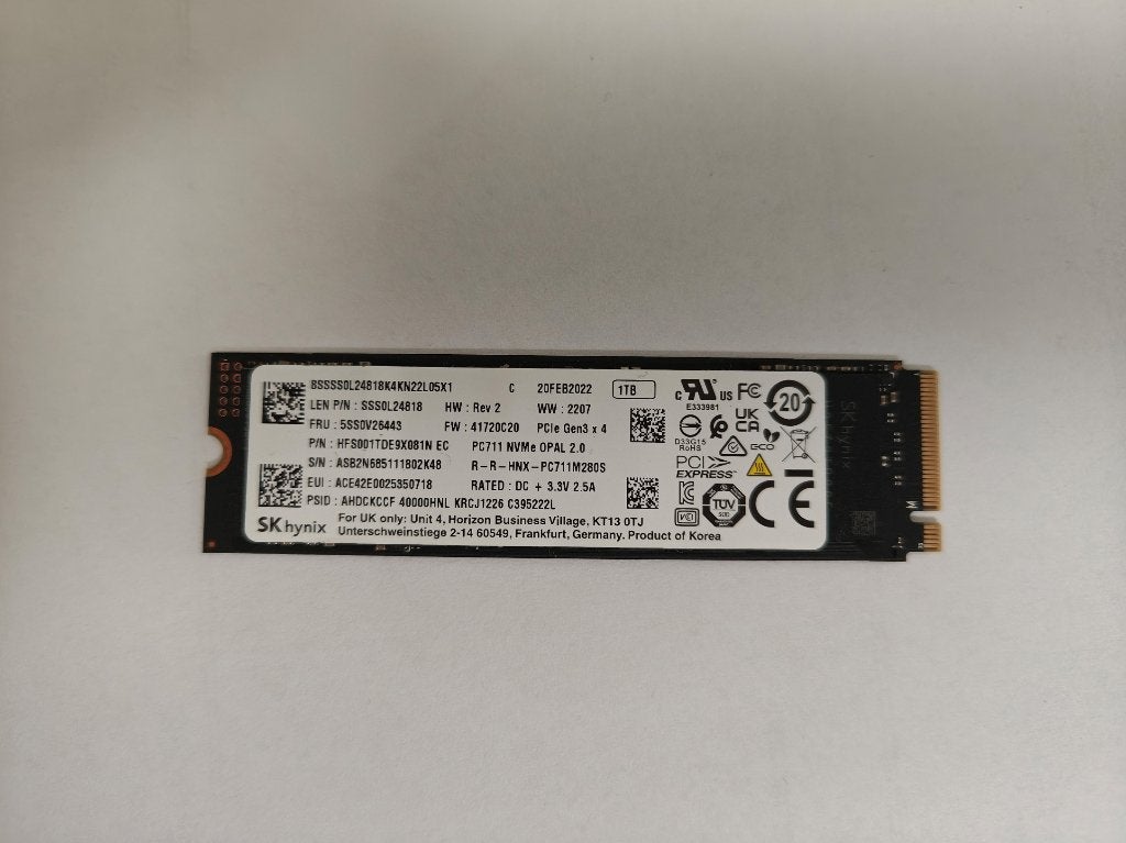 SK hynix PC711 NVMe OPAL 2.0 SSD 1TB PCIe Gen3 x4, Computers en Software, Harde schijven, SK hynix PC711, Ophalen of Verzenden