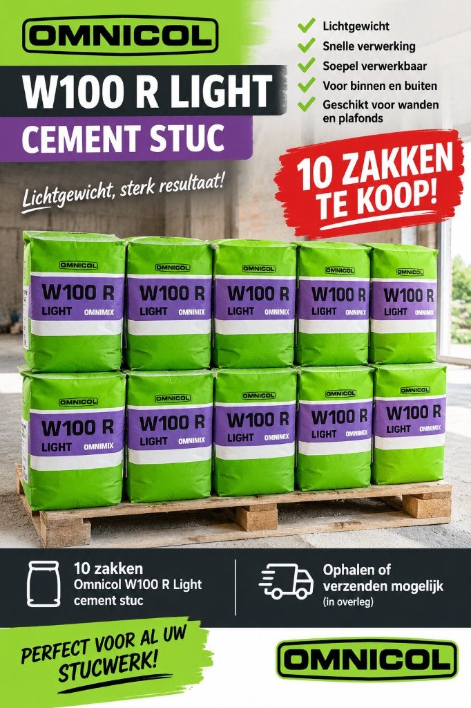 10 zakken Omnicol W 100 R Light cementstuc, Doe-het-zelf en Verbouw, Ophalen, Nieuw, Overige typen