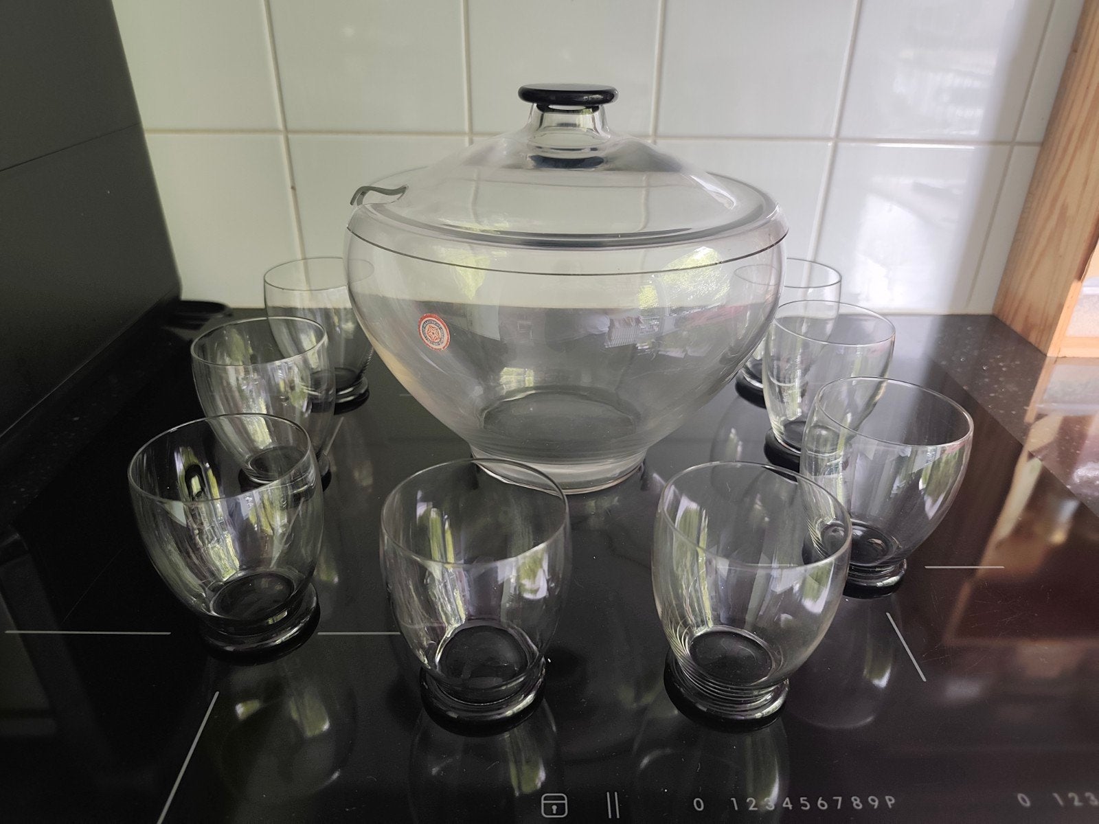 Kristalunie Maastricht punchbowl+8 glazen model Mosel, jr 30, Ophalen of Verzenden