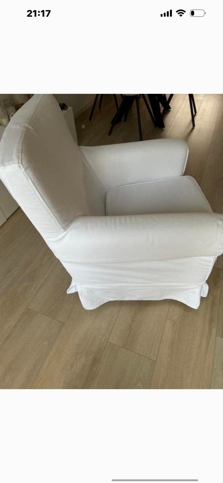 Comfortabele witte fauteuil met afneembare hoes, Ophalen, Gebruikt, Stof, 75 tot 100 cm
