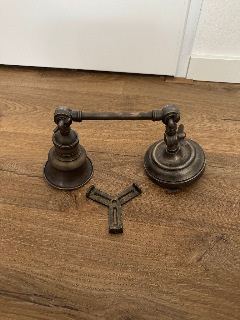 Industriële wandlamp, geoxideerd metaal, verstelbare knikarm, Ophalen, Metaal