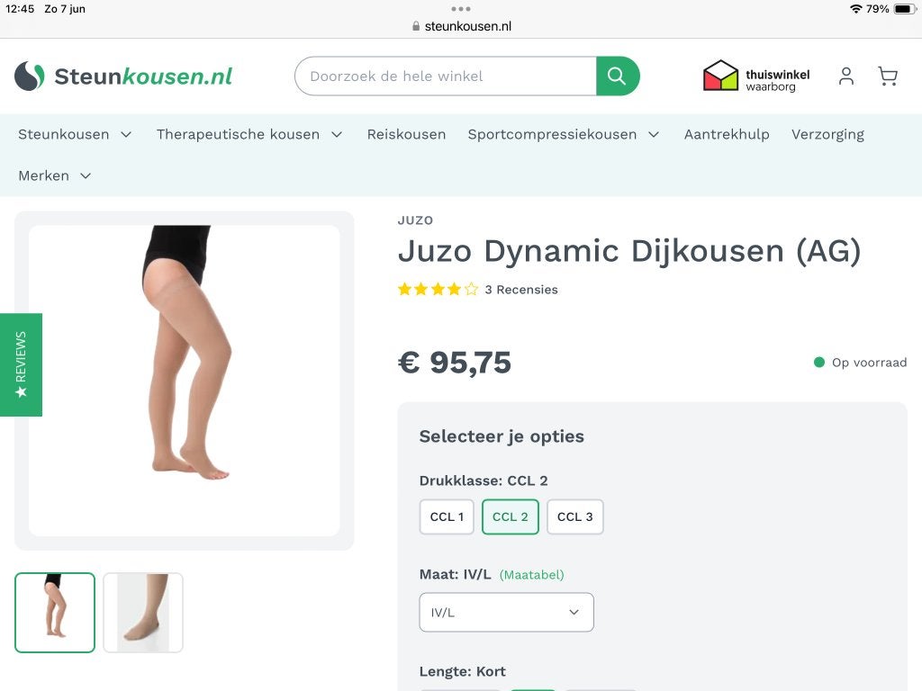 Juzo Compressie steun dij kousen Maat L nieuw!, Ophalen, Stay-up kousen, Beige, Nieuw