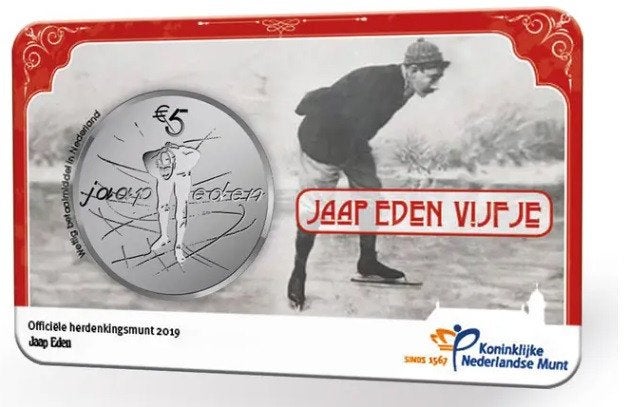Jaap Eden Vijfje 2019 UNC in coincard, Ophalen of Verzenden, Koningin Beatrix, Euro's