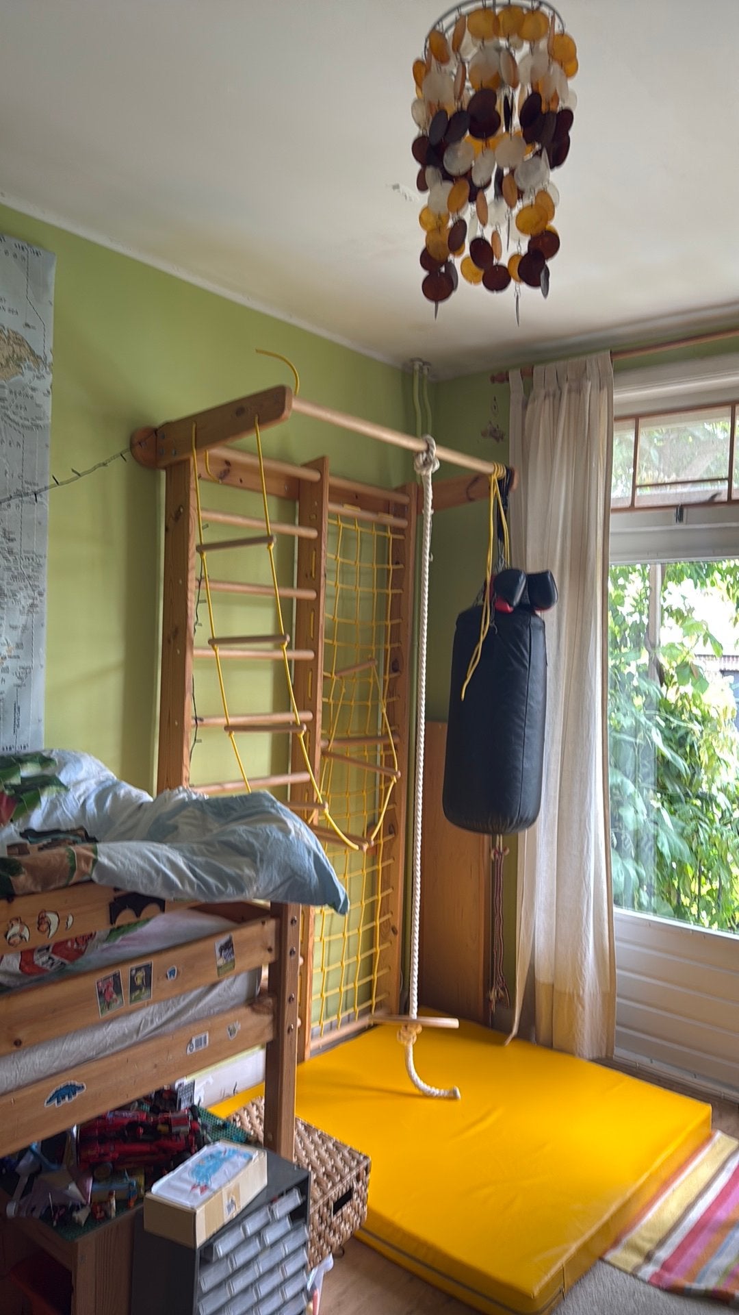 Houten klimrek met glijplank en accessoires, Ophalen, Zo goed als nieuw, Klimtouw