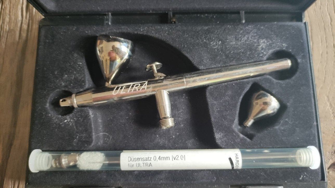 Harder & Steenbeck Ultra Airbrush Set 0.2 / 0.4, Ophalen of Verzenden, Zo goed als nieuw, Airbrush en Toebehoren