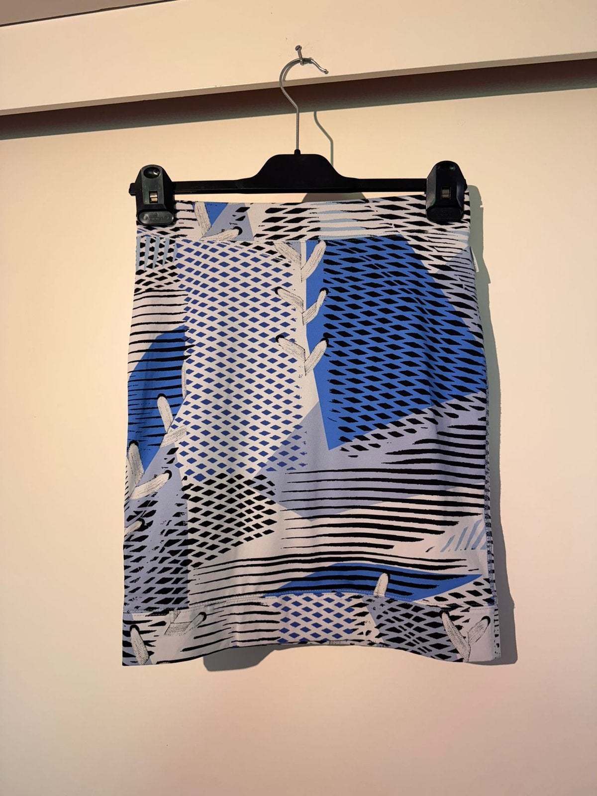 Blauw/witte marccain rok rekbare stof maat 1/34, Blauw, Ophalen of Verzenden, Zo goed als nieuw, Maat 34 (XS) of kleiner