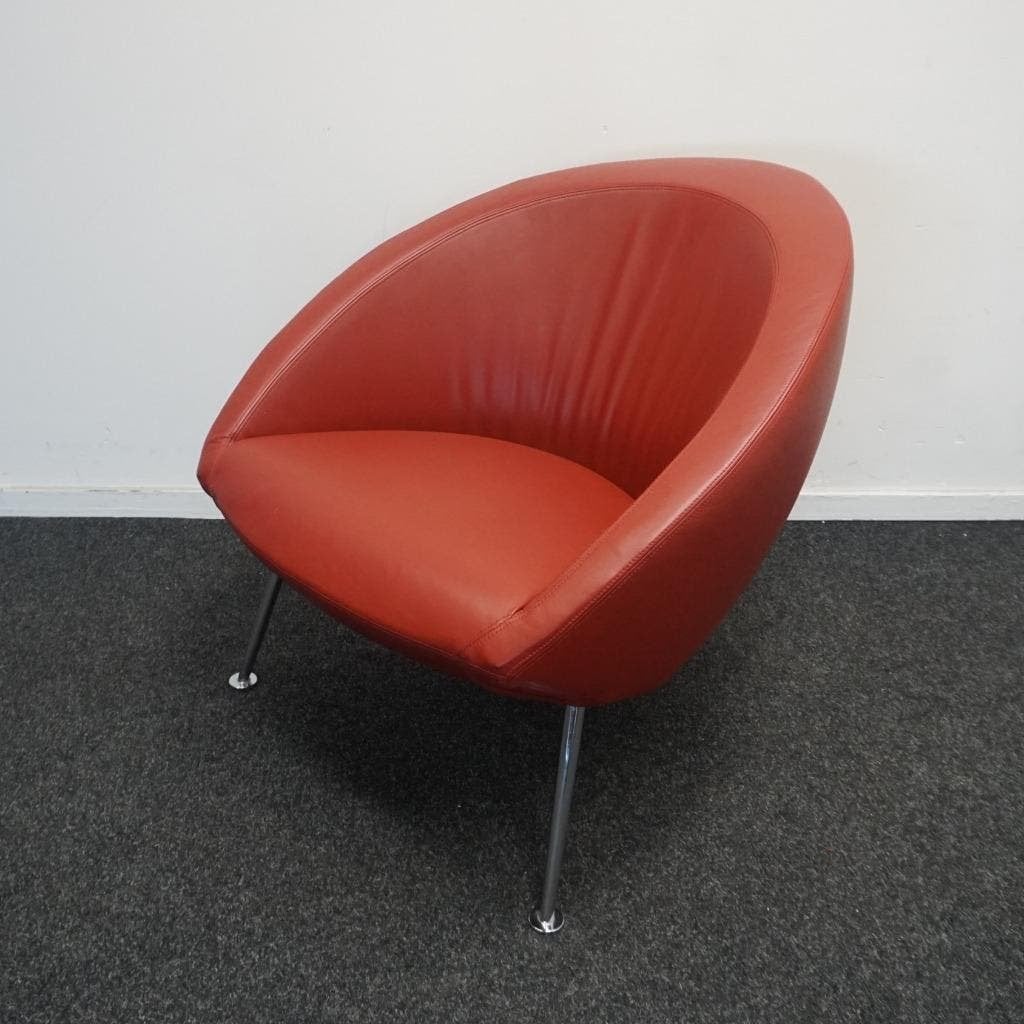 Artifort Hanna Design Fauteuil | Rood Leer | Design Stoelen, Huis en Inrichting, Fauteuils, Gebruikt, -, Minder dan 75 cm, -