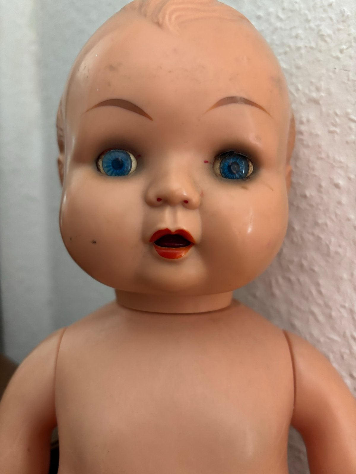 Vintage babypop met slaapogen (merkloos), Ophalen of Verzenden, Gebruikt, Babypop