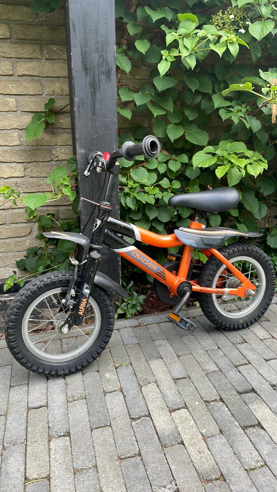 Kinderfietsje Alpina Cracker 12 inch, Ophalen, Terugtraprem, Zijwieltjes, Gebruikt