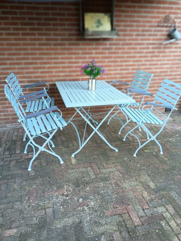 Te koop Franse tuinset, Ophalen, 4 zitplaatsen, Gebruikt, Stoel