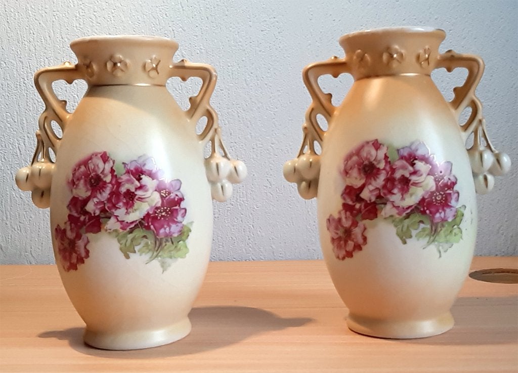Antieke vazen goud gehoogd met de hand C, Antiek en Kunst, Ophalen of Verzenden
