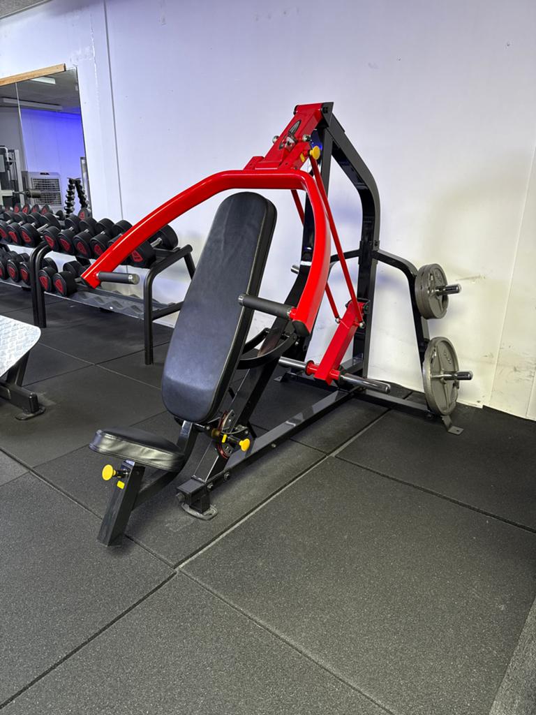 Steelflex Plate Loaded Flat/Incline/Shoulder Press Machine, Ophalen, Gebruikt, Krachtstation, Borst
