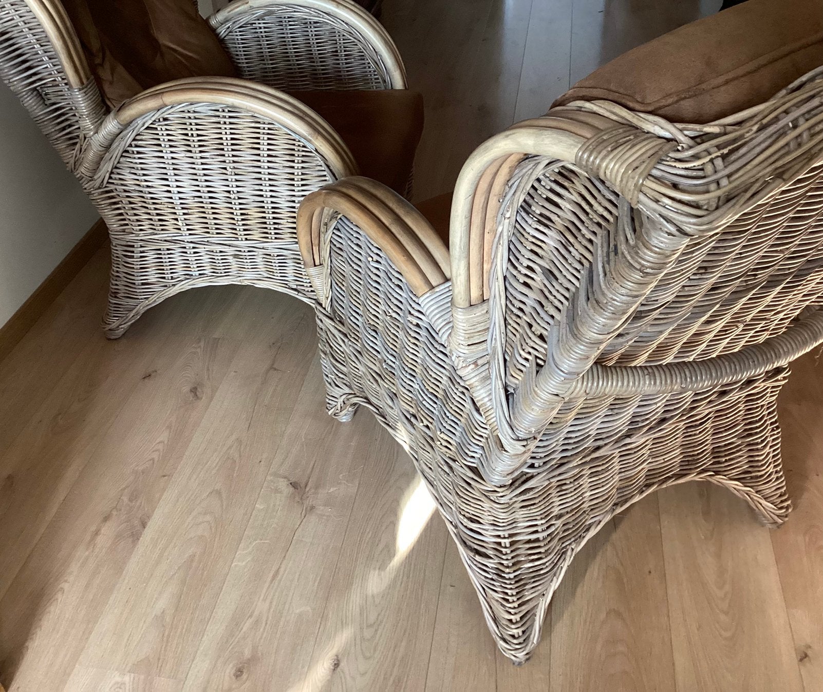 Tuinstoelen twee rotan tuinstoelen, Ophalen, Gebruikt, Rotan