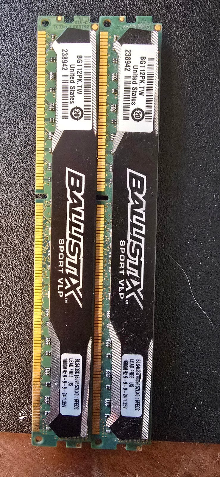 Crucial Ballistix Sport VLP 8GB (2x4GB) DDR3 RAM 1600MHz, Gebruikt, Server, 8 GB, DDR3