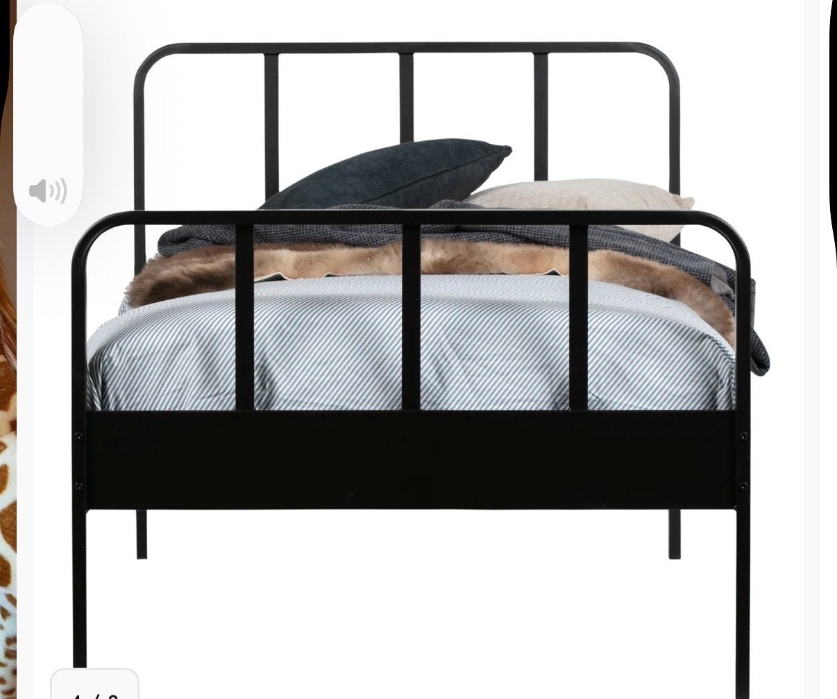Woood Mees bed - Zwart metalen eenpersoonsbed, Ophalen, 90 cm, Eenpersoons, Zwart
