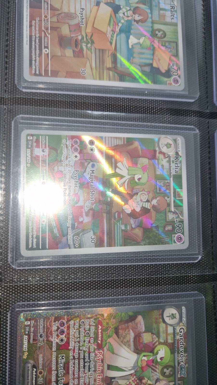 Ralts, Kirlia, Gardevoir set - Scarlet & Violet Pokémon, Ophalen of Verzenden, Zo goed als nieuw, Meerdere kaarten, Foil
