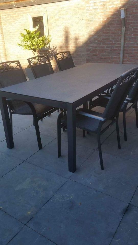 Moderne tuinset met 6 stoelen -, Tuin en Terras, Ophalen, Gebruikt, Rechthoekig, Aluminium