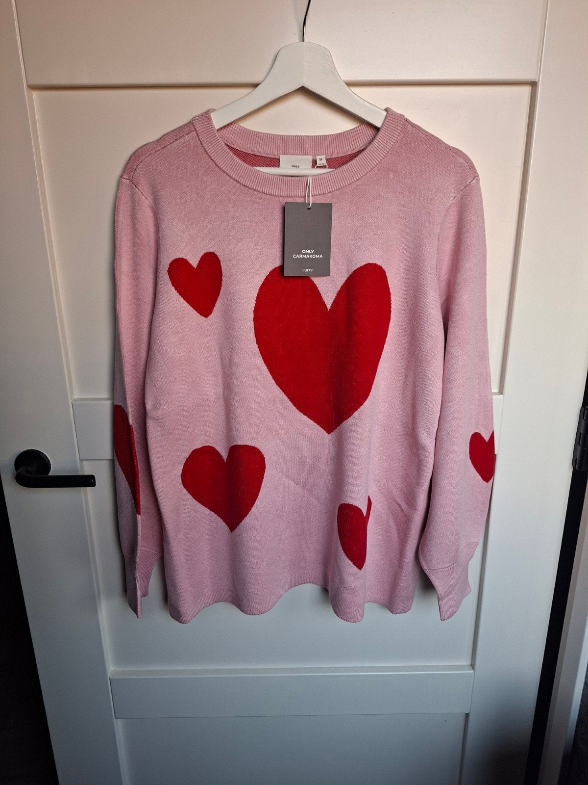 Roze trui met rode harten - Only Carmakoma, Maat 38/40 (M), Nieuw, Ophalen of Verzenden, Roze