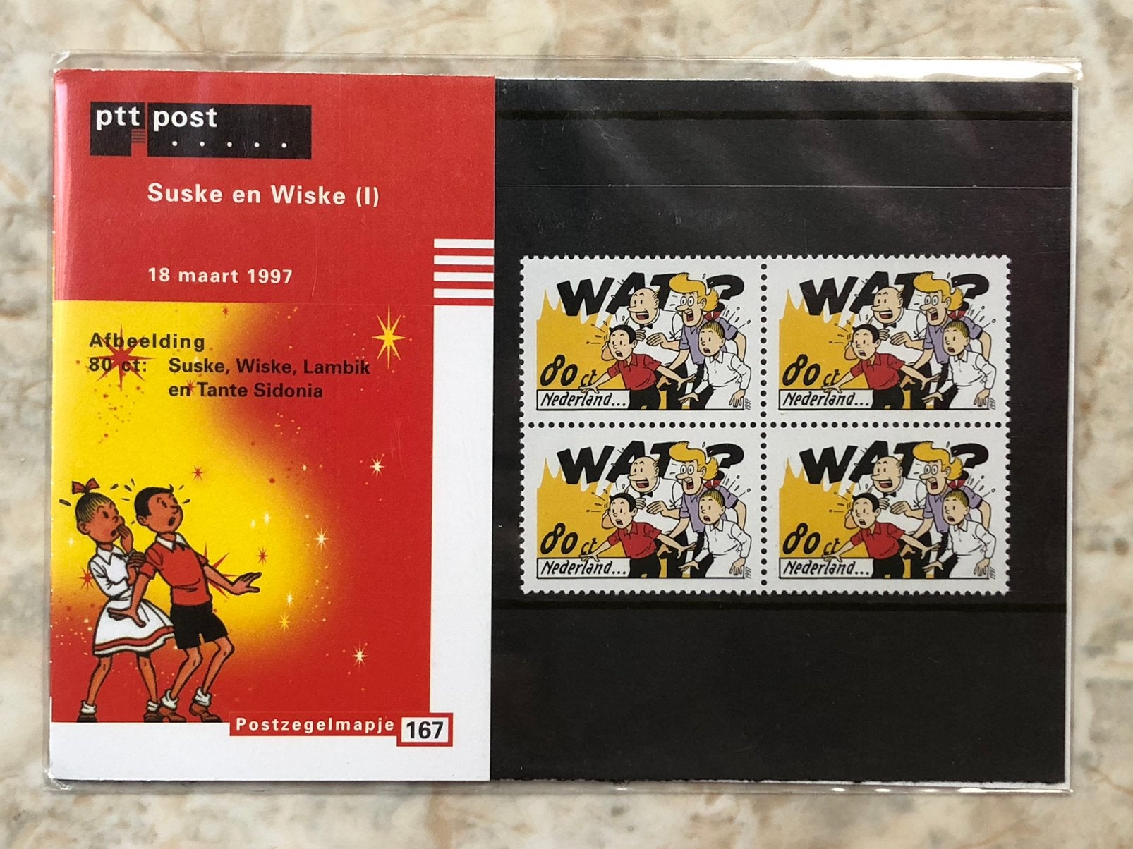 Suske en Wiske, Postzegelmapje 167., Postzegels en Munten, Ophalen of Verzenden