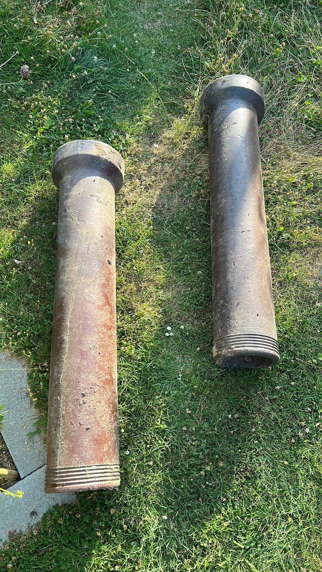 2 oude gres pijpen pijpstukken, Ophalen, Overige materialen, Gebruikt, Minder dan 2 meter
