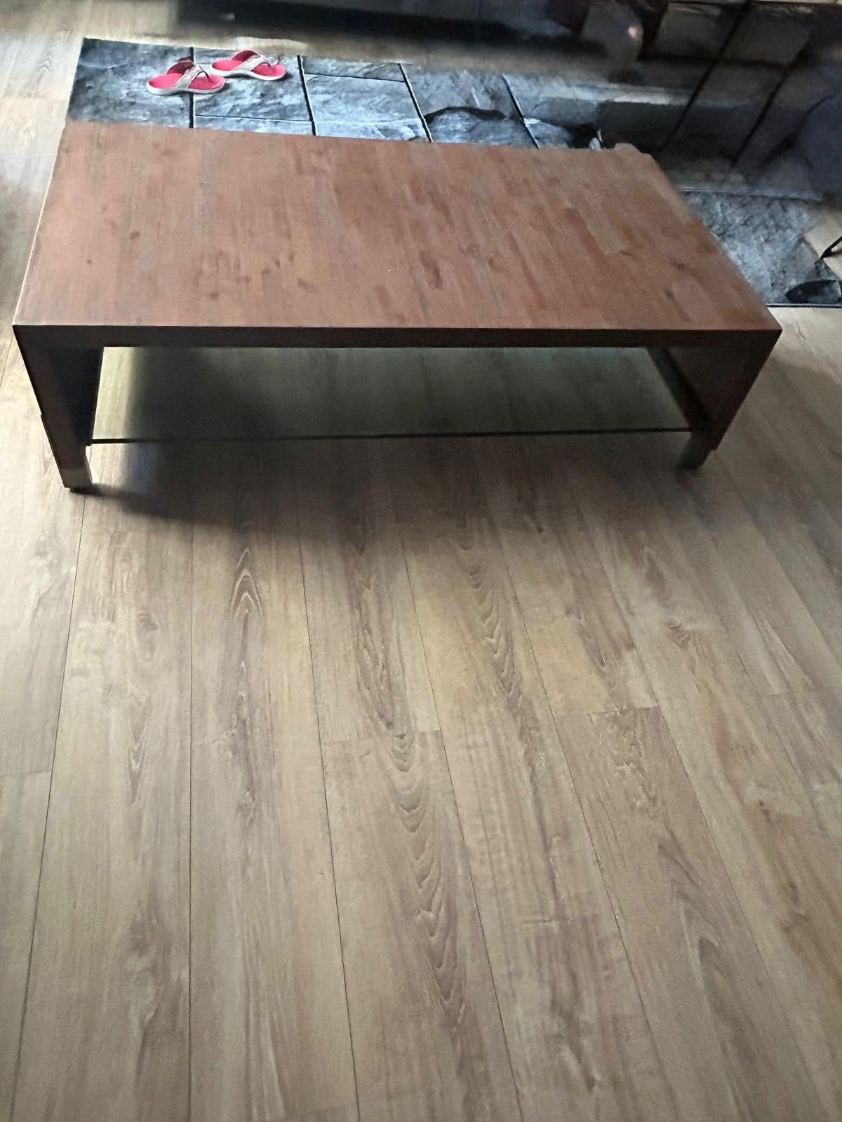 Henders & Hazel eettafel en salontafel – acaciahout, Huis en Inrichting, Ophalen, 50 tot 100 cm, Zo goed als nieuw, Metaal