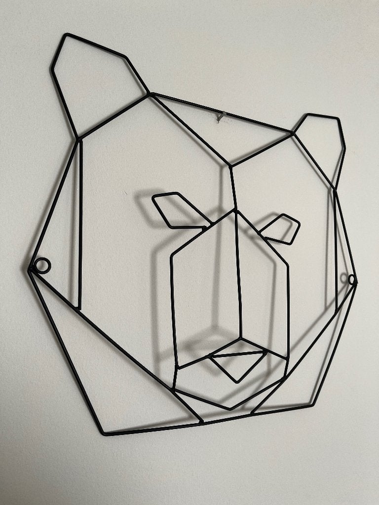 3D dierenkop / geometrische beer wanddecoratie metaal, Ophalen of Verzenden