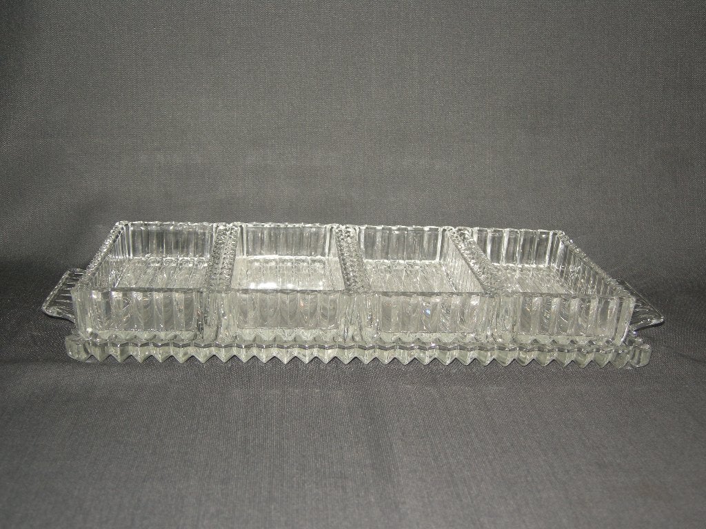 glas - kristal presenteerschalen, 4 schaaltjes + onderschaal, Ophalen of Verzenden