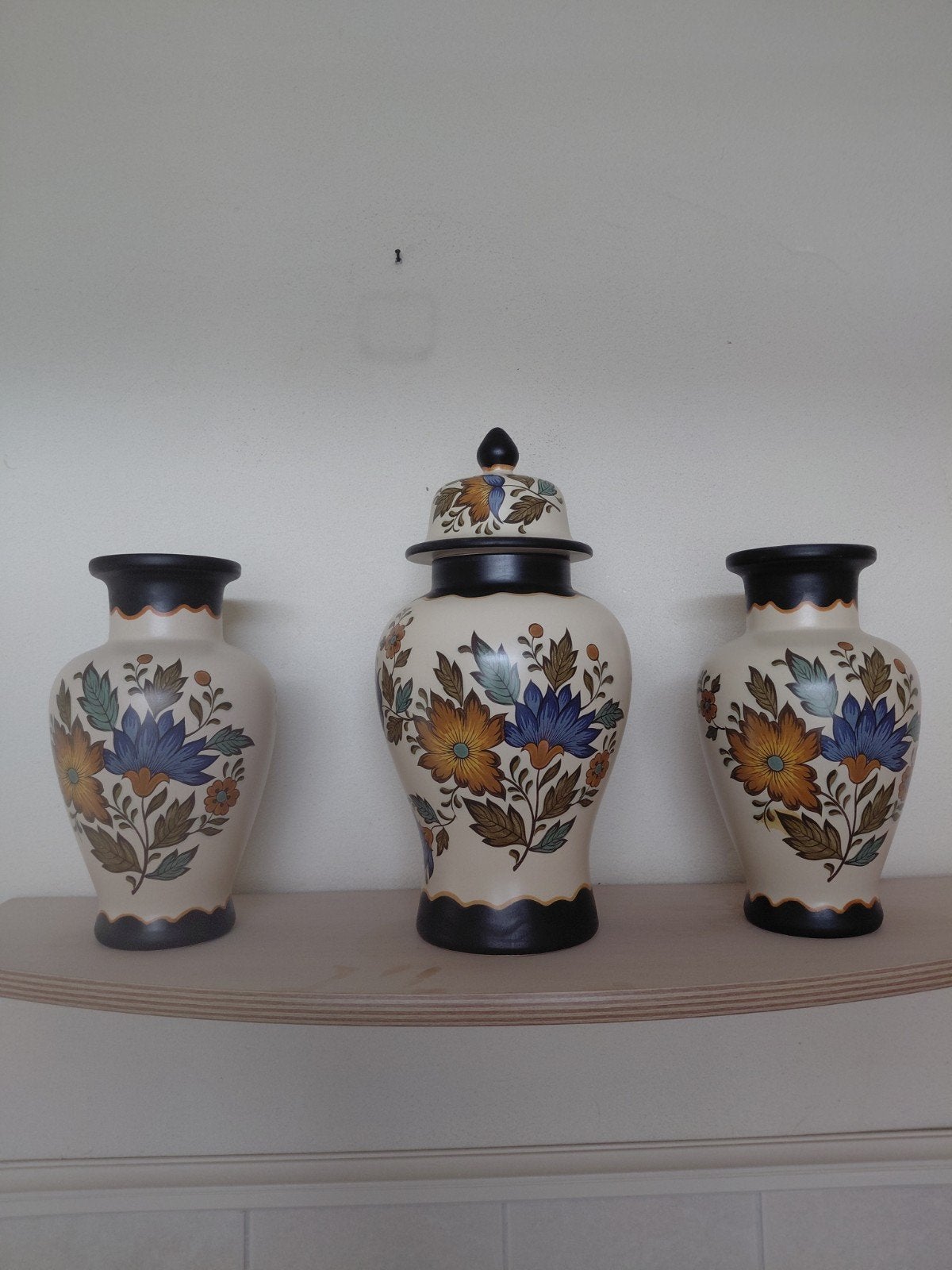Flora Gouda Plateel Holland Handwerk Vazen Set, Antiek en Kunst, Ophalen