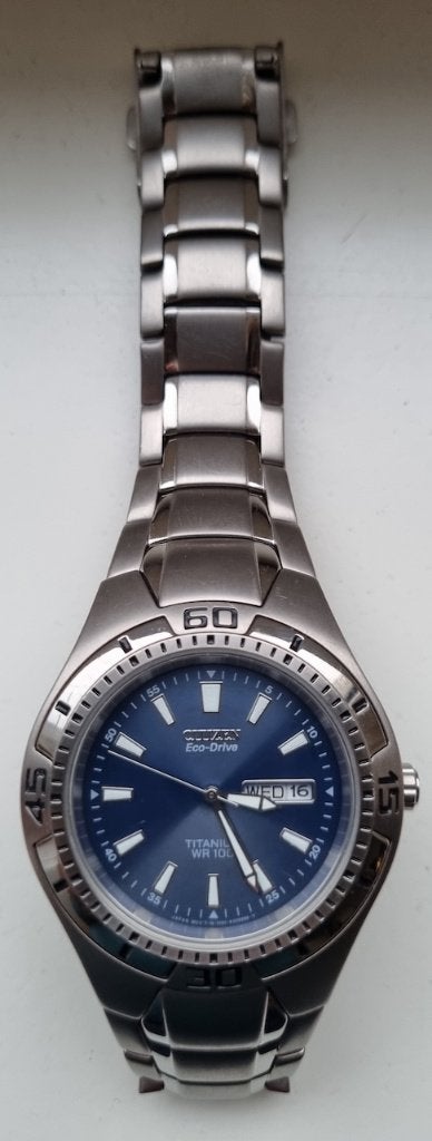 Citizen Eco-Drive Titanium herenhorloge., Staal, Staal, Ophalen of Verzenden, Zo goed als nieuw
