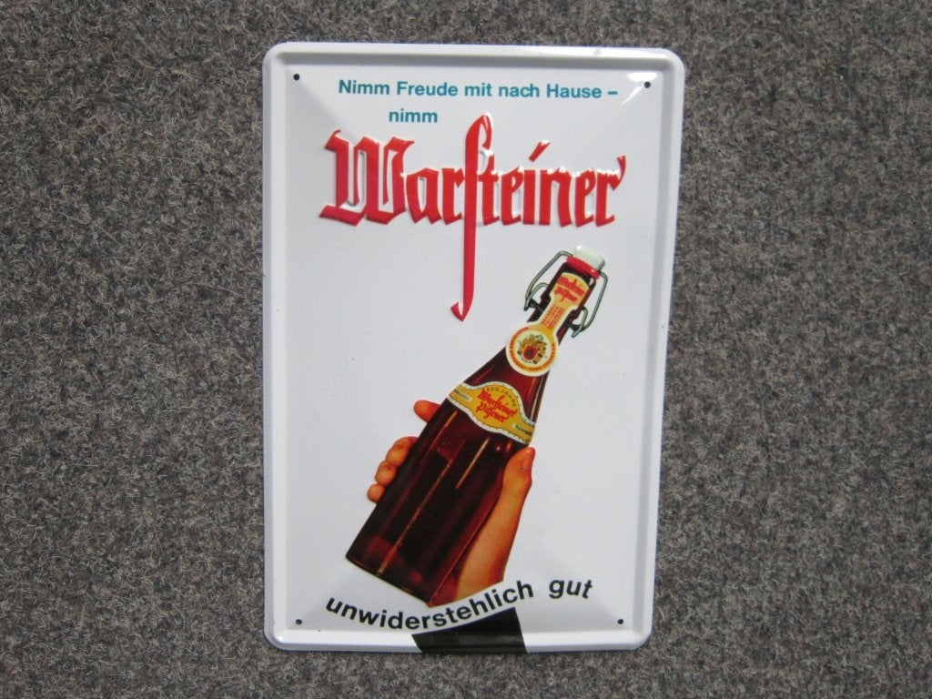 WARSTEINER BIER BLIKKEN RECLAMEBORDEN, Ophalen, Zo goed als nieuw, Reclamebord, Plaat of Schild, Overige merken