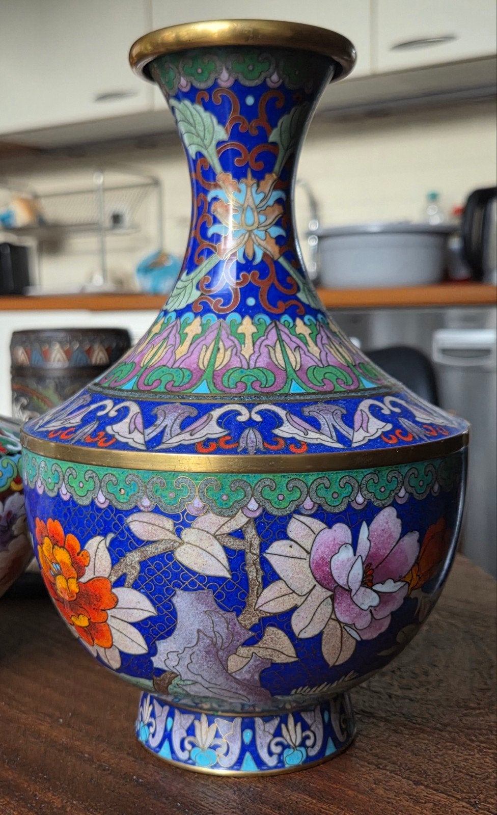 Antieke Cloisonné Vaas met Vogel- en Bloemmotieven, Ophalen of Verzenden