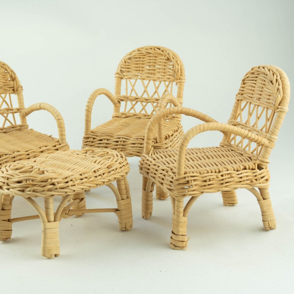 Vintage Fleur rotan poppenmeubelset, barbie, Ophalen of Verzenden, Zo goed als nieuw, Accessoires, Nvt