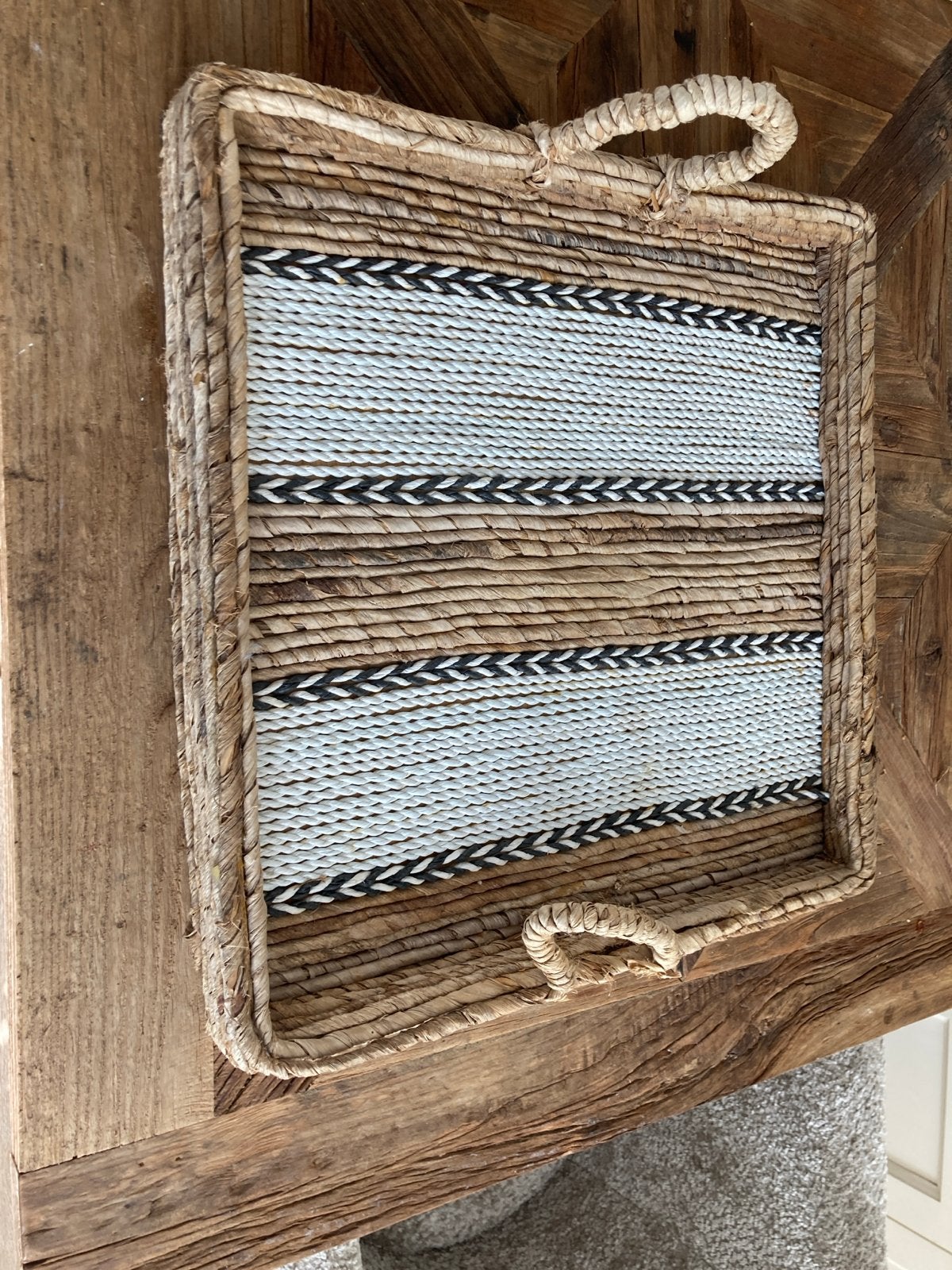 RM dienblad van natuurlijk materiaal met handvatten, Gevlochten, Natuurlijk materiaal, Ophalen of Verzenden, Zo goed als nieuw