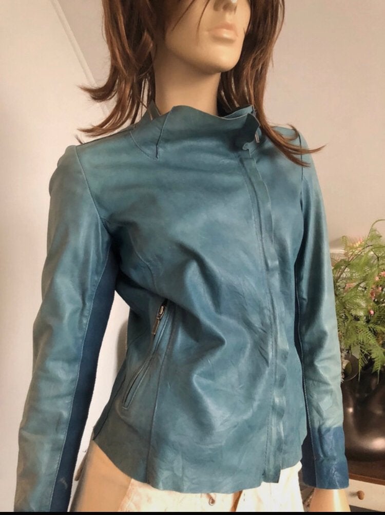 Cogno Nero blauw leren zomer jasje S, Ophalen of Verzenden, Zo goed als nieuw, Blauw