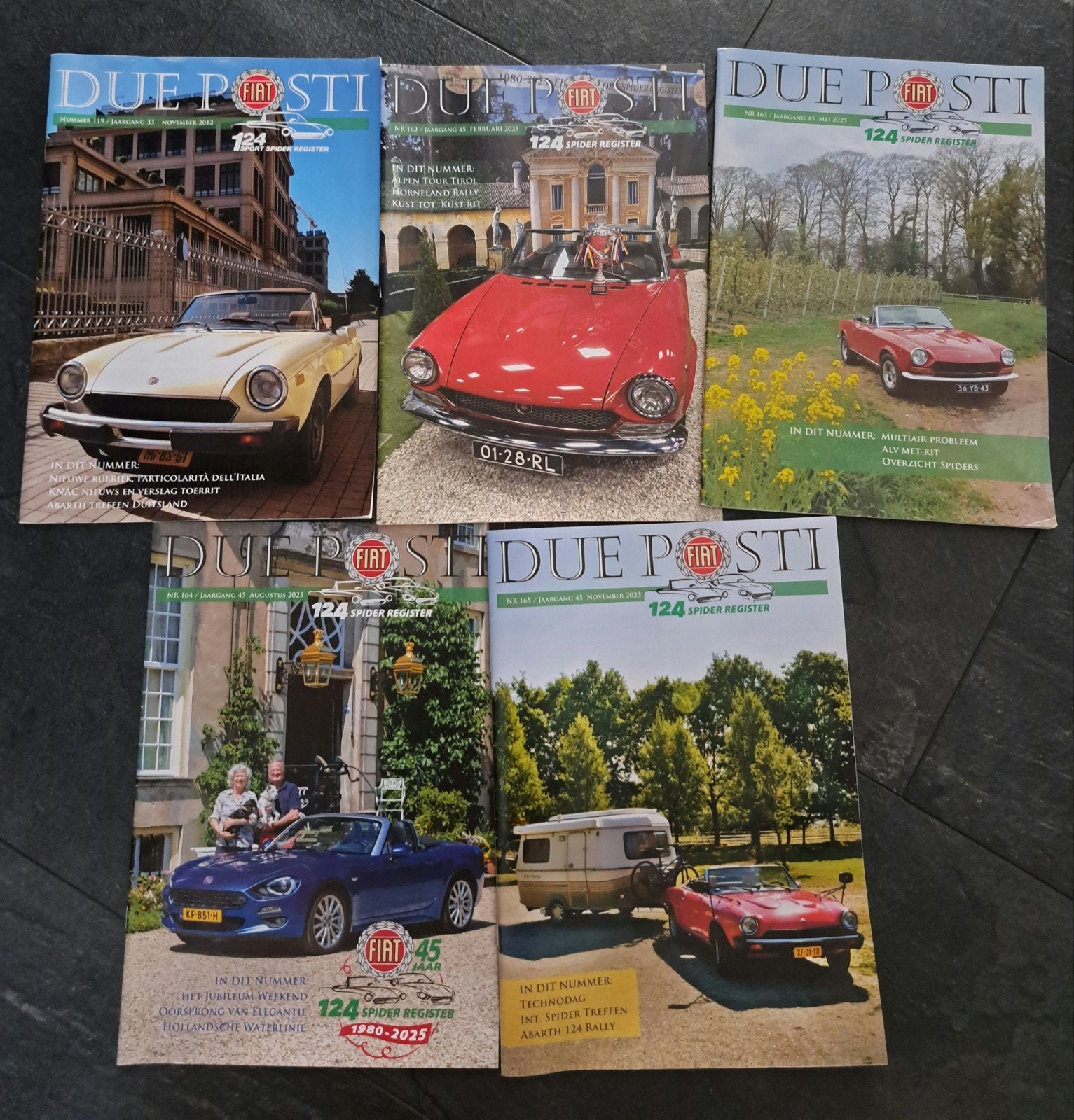 5 tijdschriften Due Posti Fiat 124 Spider, Ophalen of Verzenden, Zo goed als nieuw, Overige typen