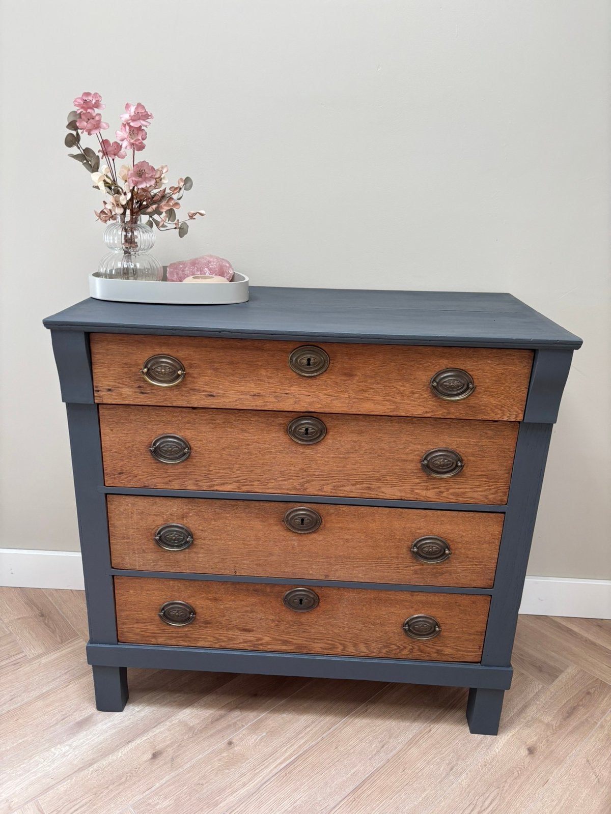 Antieke ladekast/commode, Huis en Inrichting, Kasten | Buffetkasten, Ophalen, Gebruikt, Eikenhout, 50 tot 100 cm