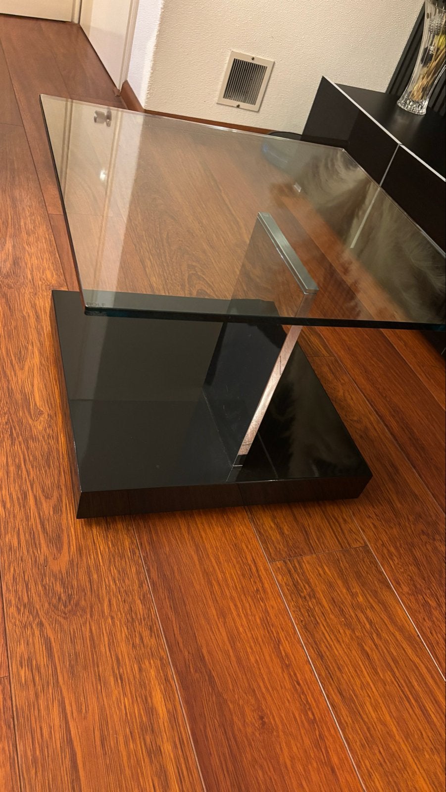 Rolf Benz Salontafel 60x60 - Glas en Zwart Design, Ophalen, Gebruikt, Vierkant, 50 tot 100 cm