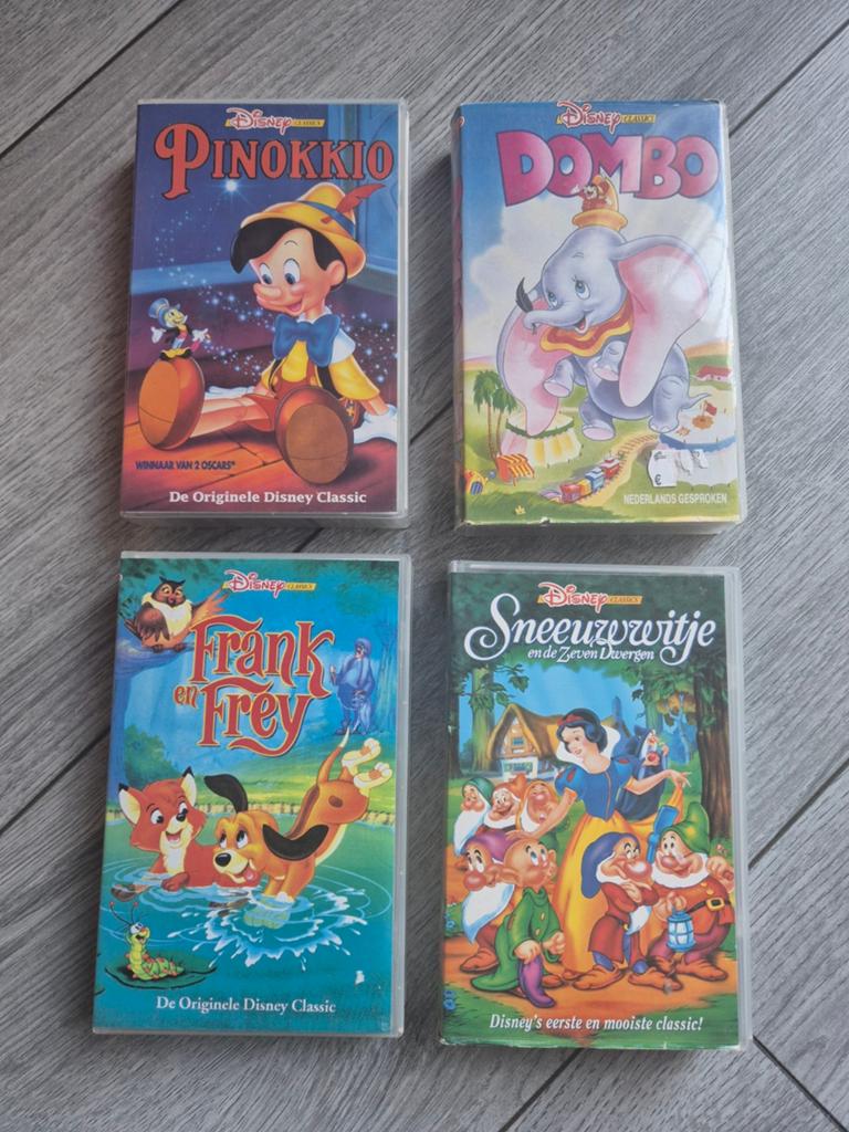 Disney VHS: Frank & Frey, Pinokkio, Sneeuwwitje, Dombo, Cd's en Dvd's, VHS | Kinderen en Jeugd, Gebruikt, Tekenfilm, Alle leeftijden