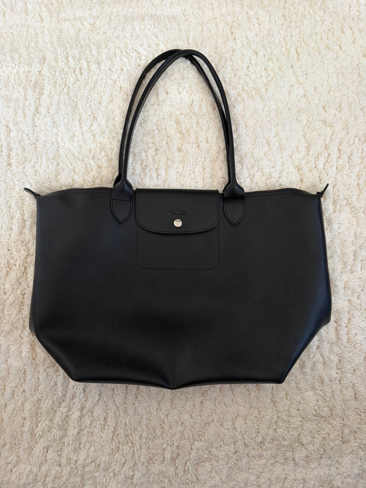 Leren Longchamp tas, Ophalen, Zo goed als nieuw, Zwart, Handtas