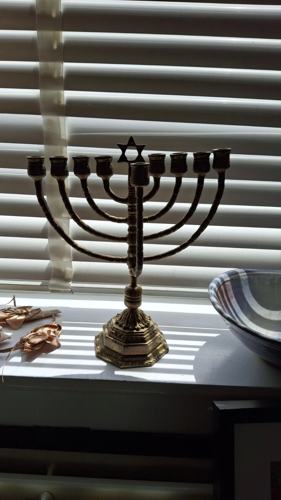 Antieke Koperen Menorah met Davidster, Antiek en Kunst, Antiek | Kandelaars, Ophalen