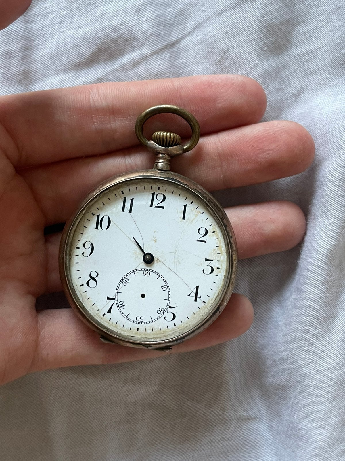 800 verzilvert remontoir cylindre 6 rubis zakhorloge, Ophalen of Verzenden, Staal, Overige merken