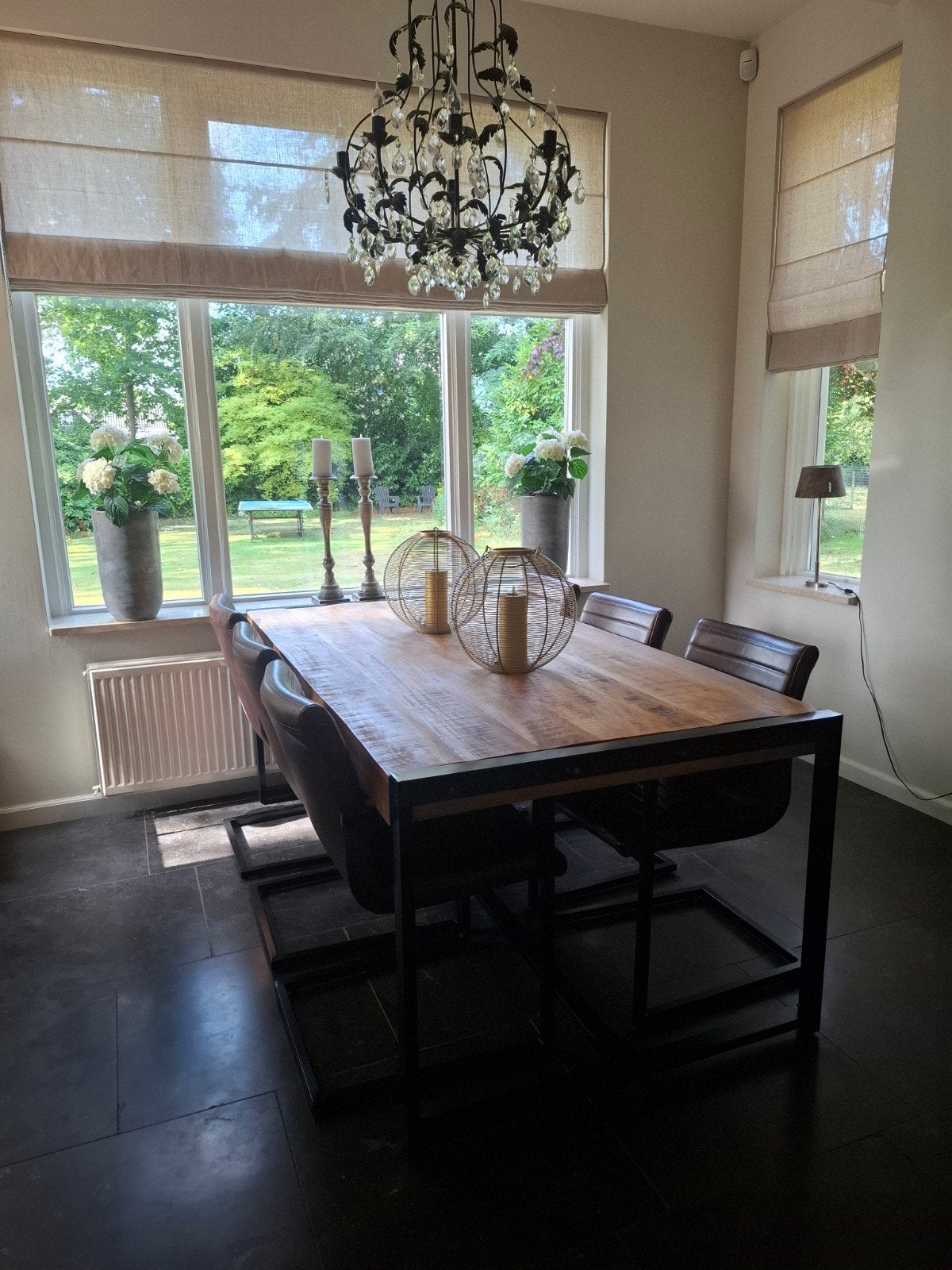 6 leatherlook eetkamerstoelen, Huis en Inrichting, Tafels | Eettafels, Industrieel, Modern, 50 tot 100 cm, Zo goed als nieuw, Vijf personen of meer