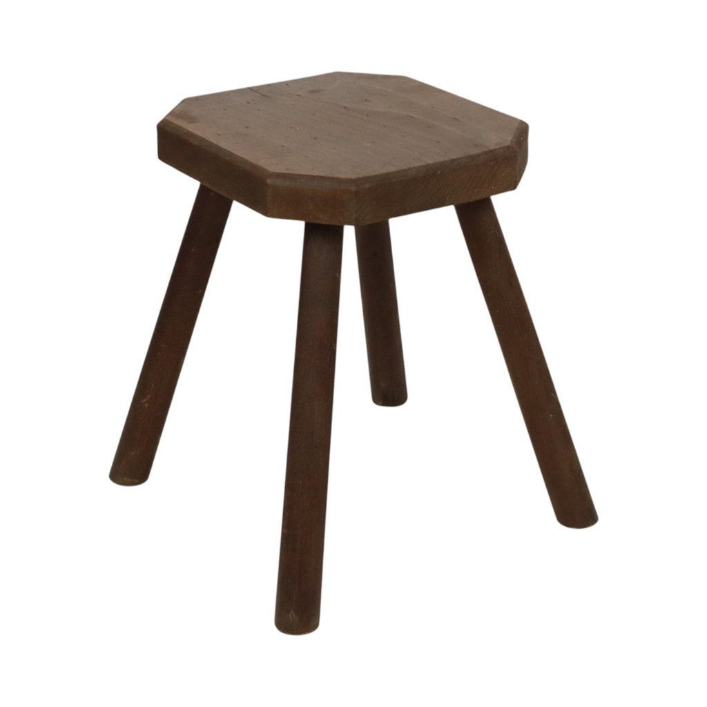 Oude Rustieke Massief Houten Kruk Melkkruk Brutalisme Stijl, Ophalen of Verzenden, Gebruikt, Hout
