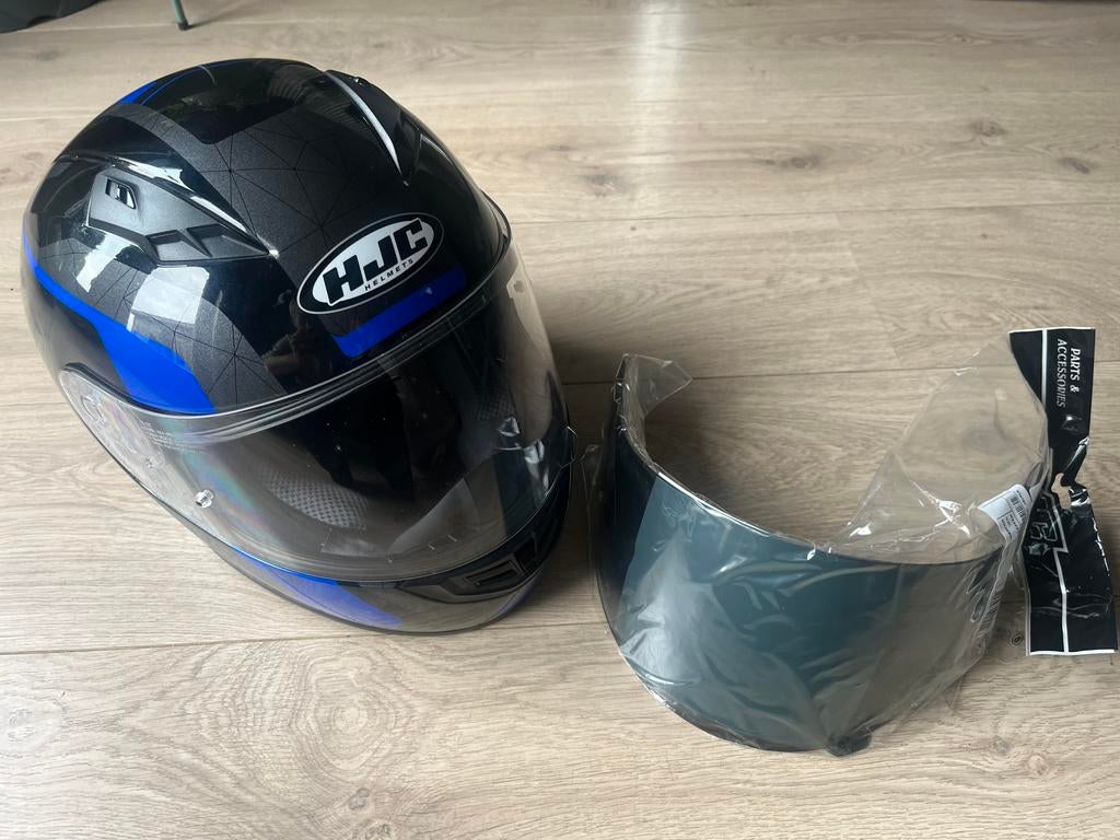 HJC helm blauw CS-15 maat XL 62 + nieuw donker vizier, Motoren, Ophalen of Verzenden, Integraalhelm, Tweedehands, XL