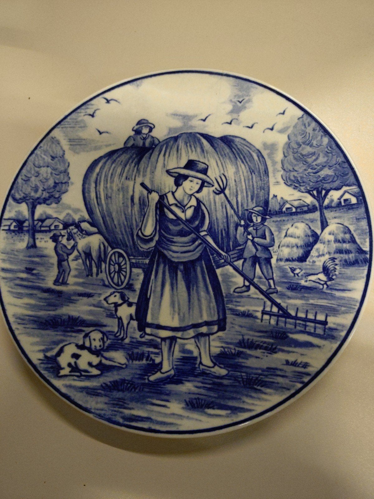 Delfts Blauw Handwerk Sierbord - Boerentaferelen, Ophalen of Verzenden