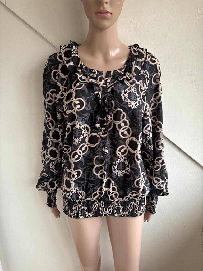 Taifun (gerry weber) top blouse maat 40/42 zwart grijs beige, Ophalen of Verzenden, Zo goed als nieuw, Maat 38/40 (M), Zwart