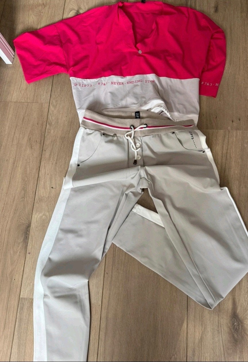 ZIP73 Travelstof Set: Broek (32) & Blouse (XL) - Maat 42, ZIP73, Meerkleurig, Maat 42/44 (L), Ophalen of Verzenden