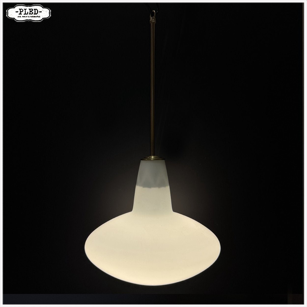 Sculpturale opaline pendellamp Lamp Hanglamp, Ophalen, Gebruikt, E27 (groot), Glas